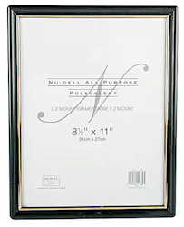 CERTIFICATE FRAME, PLASTIC, EZ MOUNT, 8.5" X 11", BLACK/GOLD LARGE